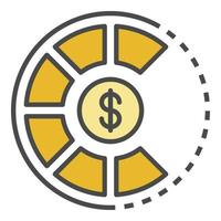 Money pie graph icon color outline vector