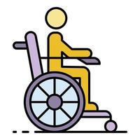 hombre en silla de ruedas icono color contorno vector