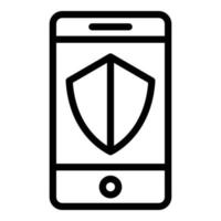 Protected smartphone icon, outline style vector