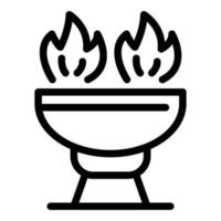 icono de brasero de fuego, estilo de contorno vector