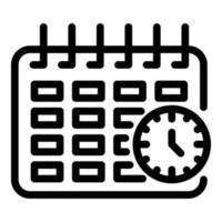 icono de calendario y reloj, estilo de esquema vector