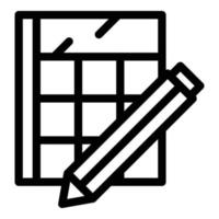 Calculator and pencil icon, outline style vector