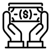 Money in hands icon, outline style vector