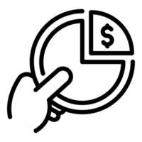 Pie chart money service icon, outline style vector