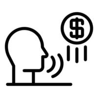 Bank teller icon, outline style vector