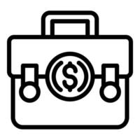 Money suitcase icon, outline style vector