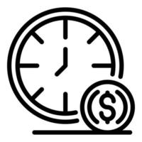 Clock and credit icon, outline style vector