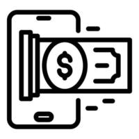 Smartphone money cash icon, outline style vector