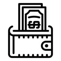 icono de billetera en efectivo, estilo de esquema vector