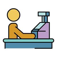 Man at cash register icon color outline vector