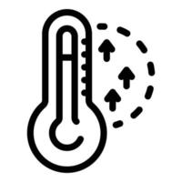 icono de aumento de la temperatura, estilo de esquema vector