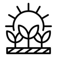 plantas bajo el icono del sol, estilo de esquema vector
