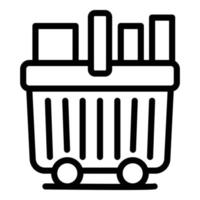 Full shopping cart icon, outline style vector