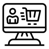 icono de cliente de tienda en línea, estilo de contorno vector