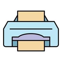 Ink jet printer icon color outline vector