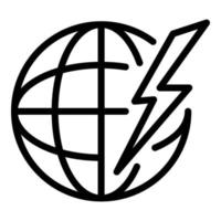 Globe and energy icon, outline style vector