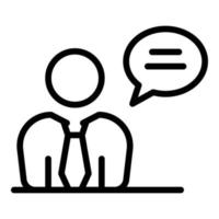 Talking manager icon, outline style vector