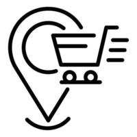 icono de ubicación de compra, estilo de contorno vector