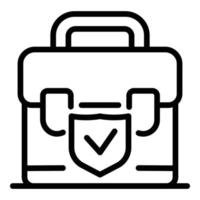 comprobar icono de maleta, estilo de contorno vector