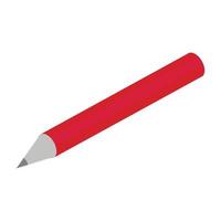 Red pencil icon, isometric style vector