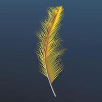 Yellow feather icon, realistic style vector