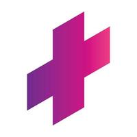Gradient plus icon, isometric style vector