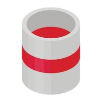 Red paint bucket icon, isometric style vector