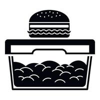 hamburguesa en el icono de la caja de almuerzo, estilo simple vector