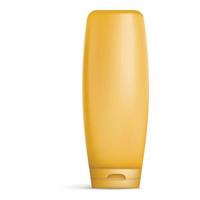 Sunscreen bottle icon, realistic style vector