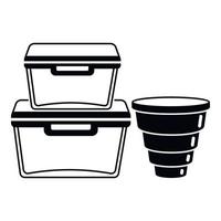 Empty plastic lunch boxes icon, simple style vector