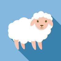 Cute sheep icon, flat style vector