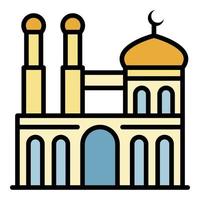 Mosque with two minarets icon color outline vector