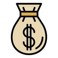 Money bag icon color outline vector