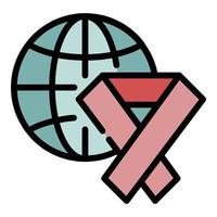Ribbon charity globe icon color outline vector