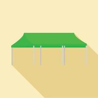 Green folding tent icon, flat style vector