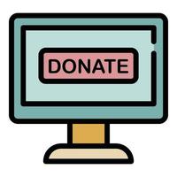 Donate button on the screen icon color outline vector