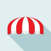 Red striped round tent icon, flat style vector