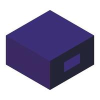 Purple box icon, isometric style vector