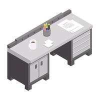 icono de mesa de trabajo de garaje, estilo isométrico vector