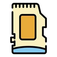 Micro SD card icon color outline vector