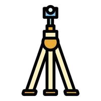 Camera on tripod icon color outline vector