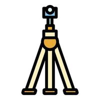 Camera on tripod icon color outline vector