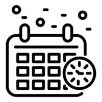 Calendar and clock icon, outline style vector