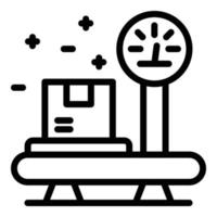 Box on scale icon, outline style vector