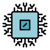 Processor interface icon color outline vector