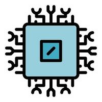 Processor interface icon color outline vector