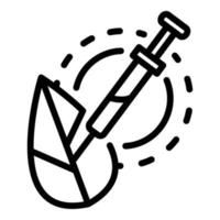 Syringe and leaf icon, outline style vector