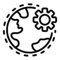 Earth and gear icon, outline style vector