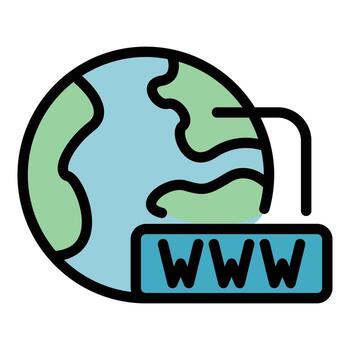 Global internet interaction icon color outline vector