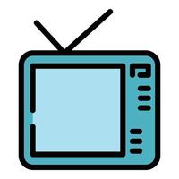 Interactive tv media icon color outline vector